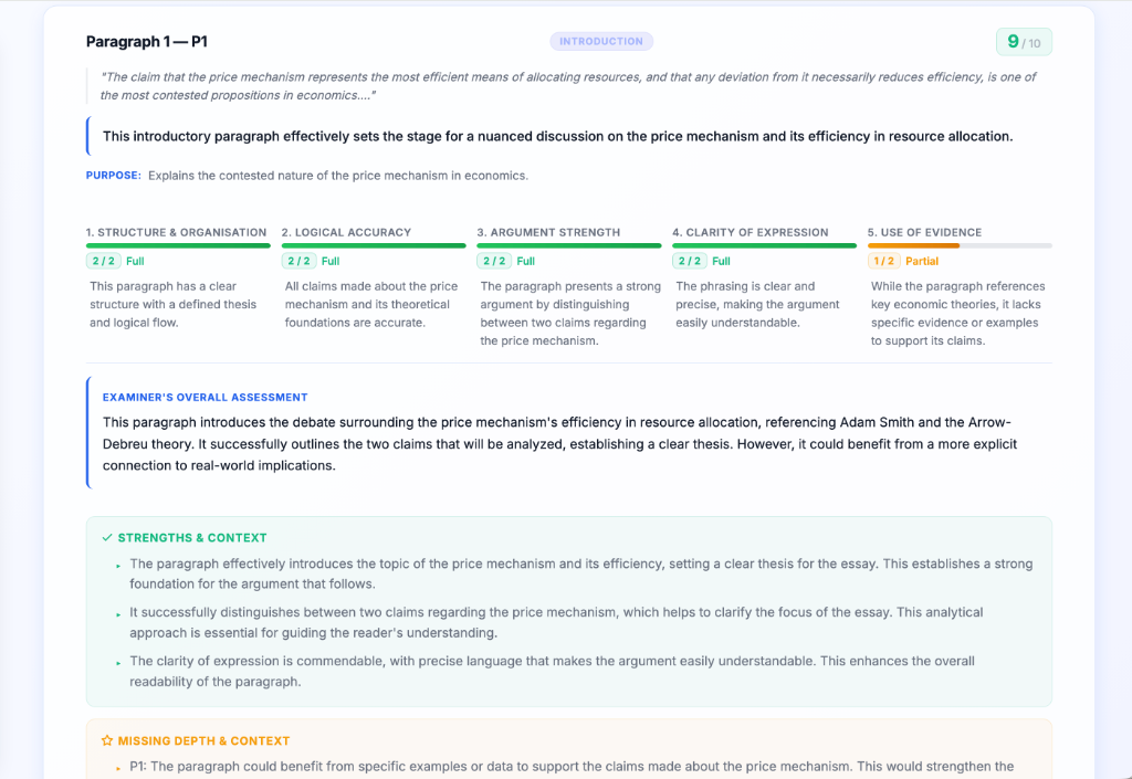 Essay Grading screenshot